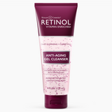 A tube of Daily Clarifying Gel Cleanser with Vitamin A and E Micro-Beads. The packaging is predominantly purple and white, with product information and branding visible.