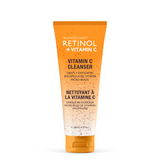 alt="Retinol Vitamin C Cleanser in an orange 120 mL tube with encapsulated micro-beads, designed to gently exfoliate the skin"