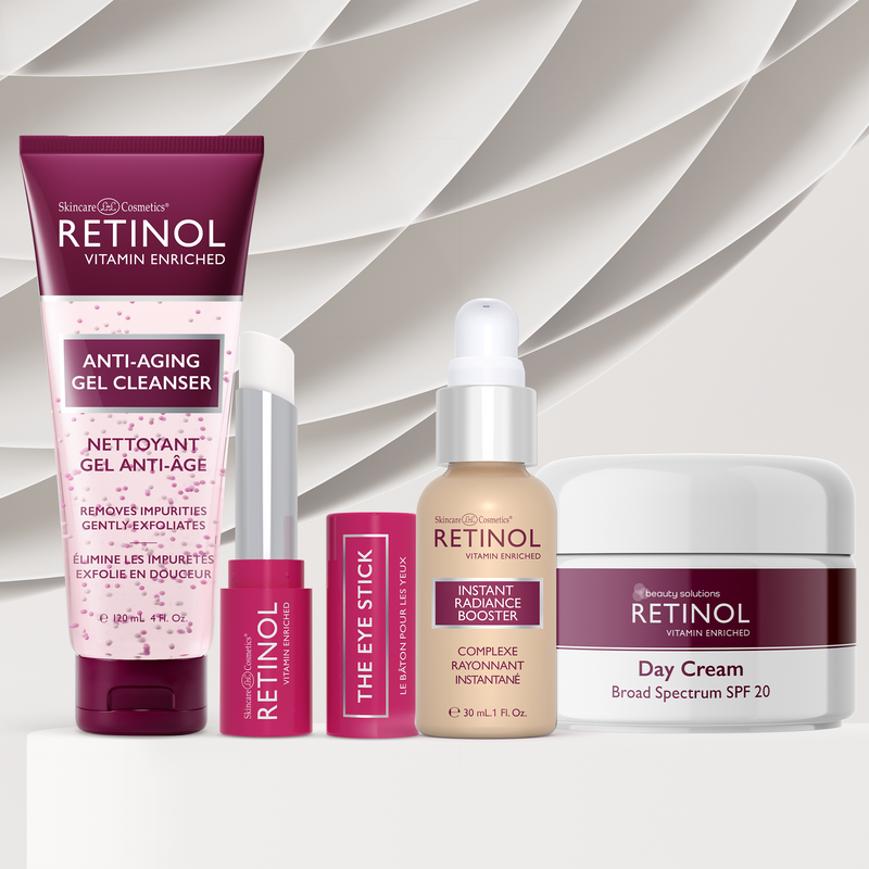 Group of five Skincare Cosmetics Retinol products