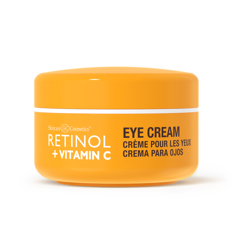 alt="Retinol Vitamin C Eye Cream in a closed orange jar"