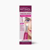 Product display with the Retinol Eye Stick shown next to its packaging, featuring a close-up of an eye on the box.