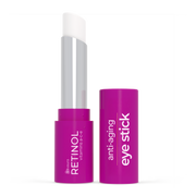 Slightly angled view of the open Retinol Eye Stick, showing both the stick and cap.